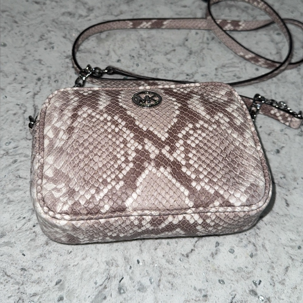 Michael Kors Snake Print Crossbody Bag Cindy Leather Purse AUTHENTIC Like New - Picture 11 of 12